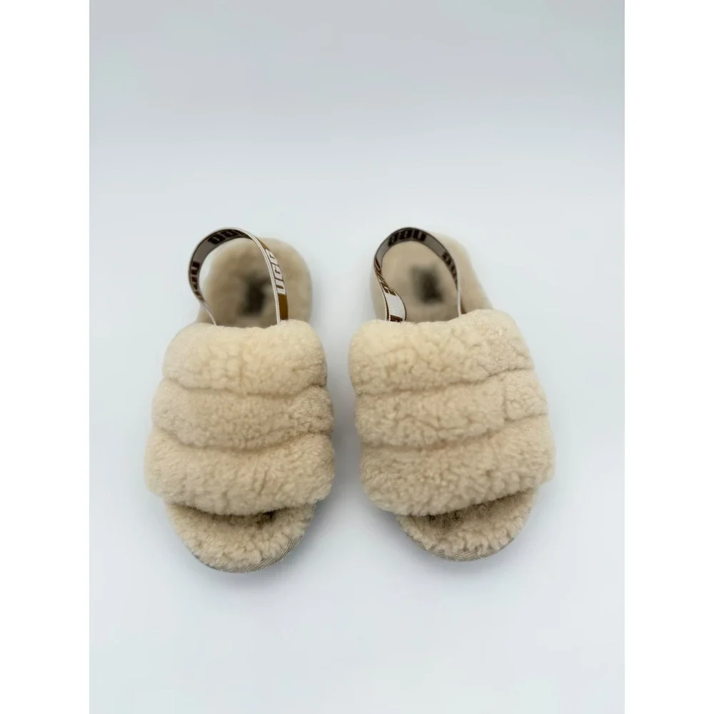 UGG Kids Fluff Yeah Slide Natural Sheepskin Sandal Comfy Casual Size‎ 12 Kids